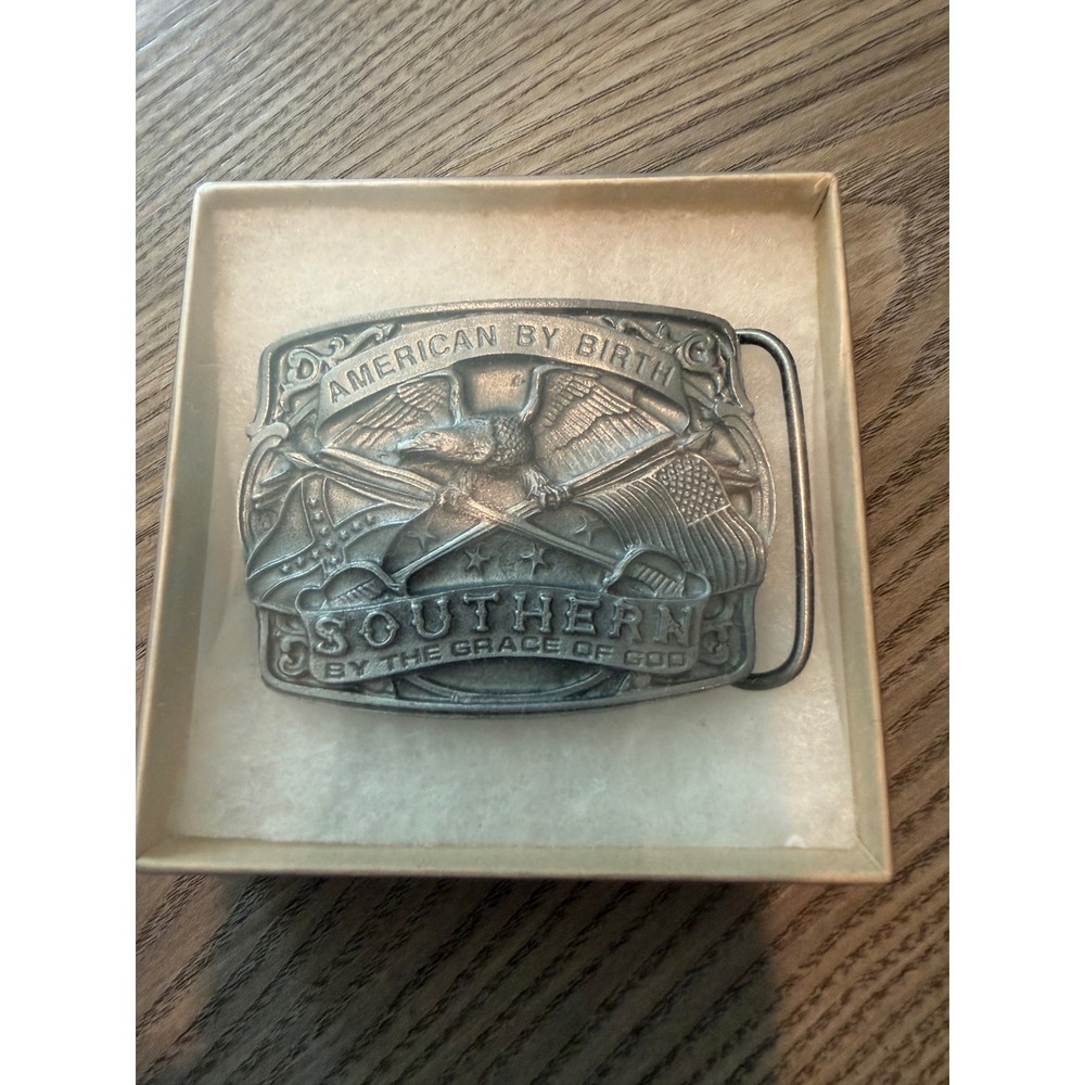 Western Express American by Birth Southern by Grace of God Belt Buckle USA NIB